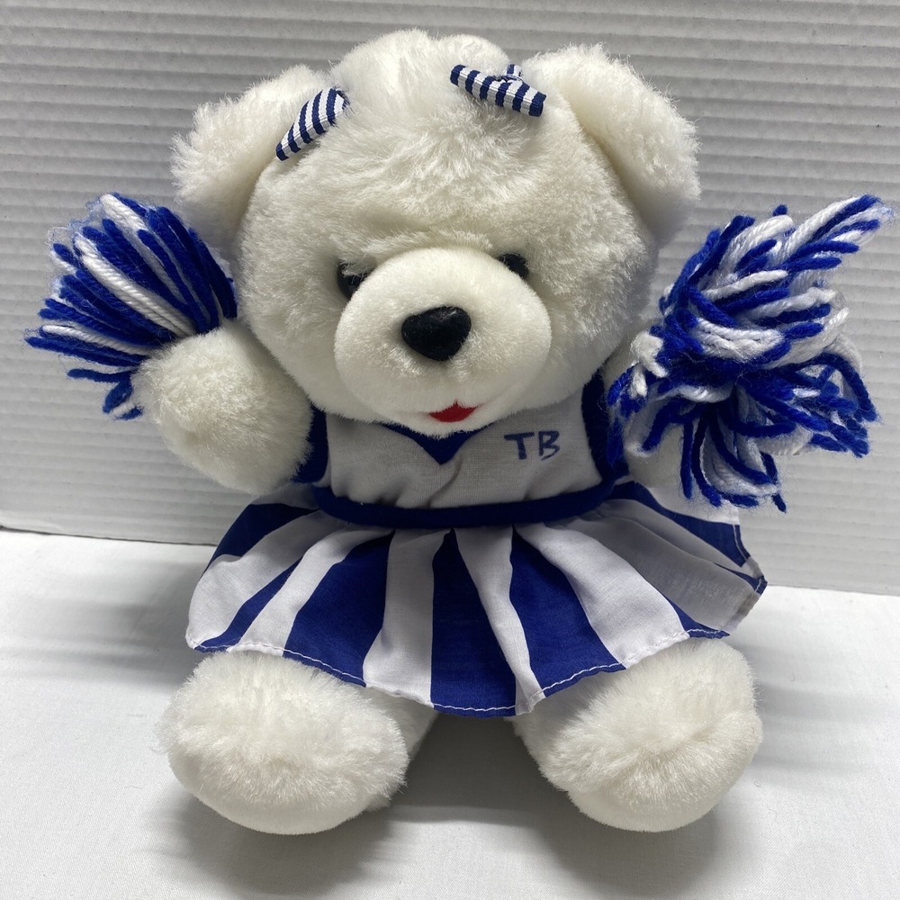 Vintage Dandee Teddy Precious Blue & White Cheerleader Teddy Bear Plush 12"